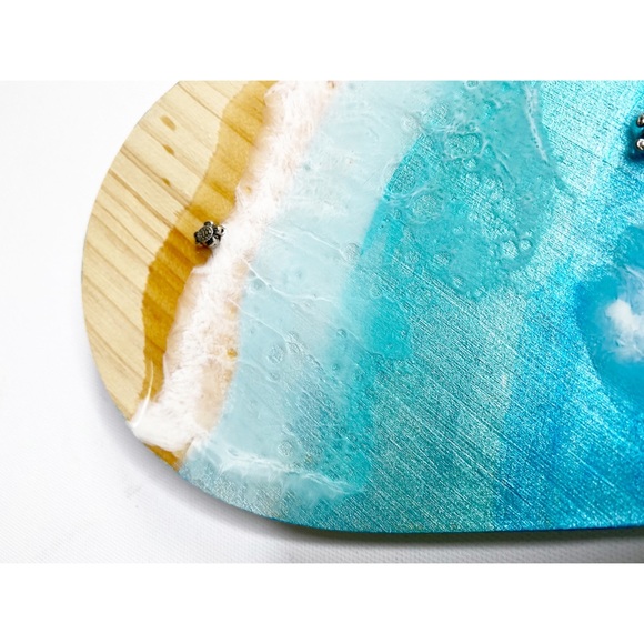 Resin Ocean Art Heart with Sea Turtle Decor - Picture 5 of 5